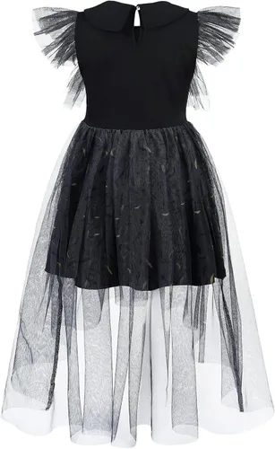 Vista 2 de Benylion Wednesday Addams Costume Dress Womens Girls Long Sleeve White Collar Black Gothic Dress Up Halloween Dresses Outfits