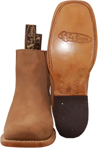 Vista 3 de Botas vaqueras cortas de cuero para mujer, botín occidental de tacón bajo