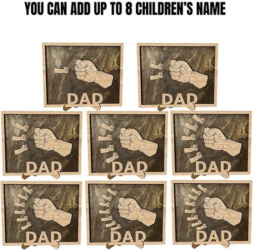 Vista 6 de regalo del día del padre, regalo de papá personalizado, puño personalizado firma de la huella de mano, cumpleaños del abuelo. letrero de papá