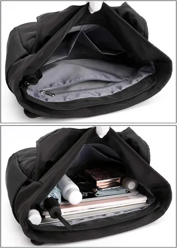 Vista 5 de Collsants Bolso de hombro impermeable de nailon para mujer, bolso de viaje ligero con múltiples bolsillos con cremallera