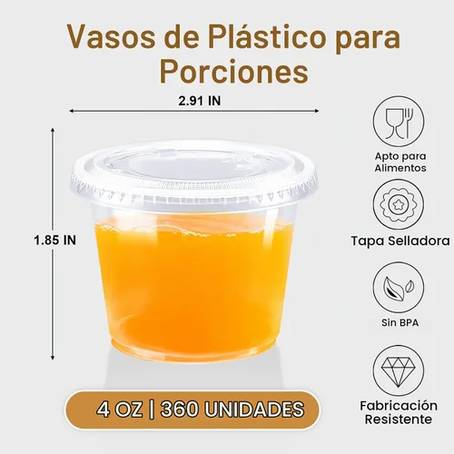 Vista 4 de BYSNOW 360 juegos de vasos de gelatina de plástico de 4 onzas con tapas