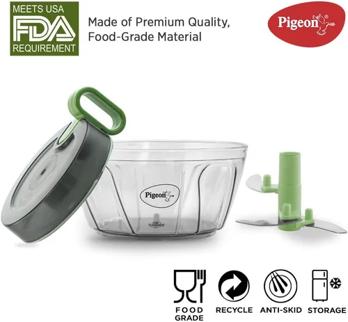 Vista 3 de Pigeon - Mini picadora profesional práctica y compacta con 3 cuchillas de acero inoxidable - Picadora de alimentos manual