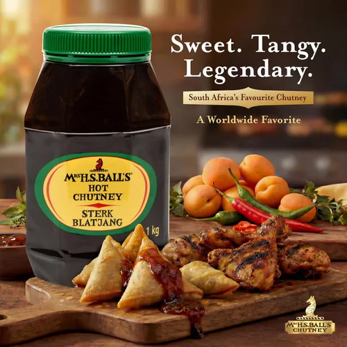 Vista 4 de Mrs Balls HOT Chutney 2.4 lbs Frasco de plástico de boca ancha importado de Sudáfrica