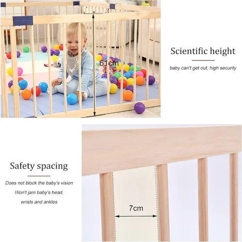Vista 4 de Jolan Corralito para bebés de madera, para interiores y exteriores, centro de actividades para niños, valla transpirable y duradera, corralito