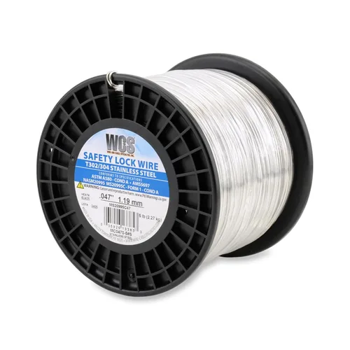Vista 11 de Alambre de bloqueo, T302/304 de acero inoxidable, NASM20995, MS20995C, ASTM A580 Cond A, AMS5697, 0.020 pulg (0.51 mm), 1 lb (0.45 kg) Lata