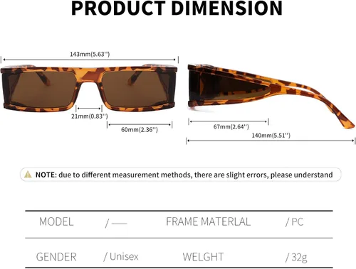 Vista 5 de FEISEDY Cool Futuristic Rectangular Sunglasses Cyber Men Women Punk Style Cosplay Sun Glasses B2739
