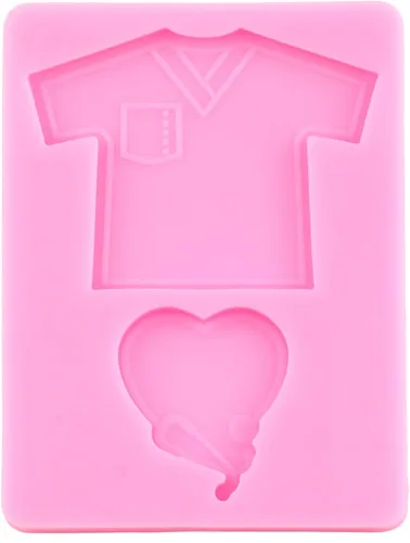 Vista 9 de Molde para llavero de silicona para camisa de enfermera, estetoscopio de corazón, molde de fundición con tema de médico, moldes de resina