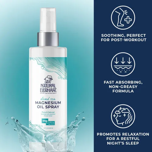 Vista 2 de Natural Elephant Spray de aceite de magnesio del Mar Muerto para uso tópico 100% puro Promueve la relajación y el bienestar