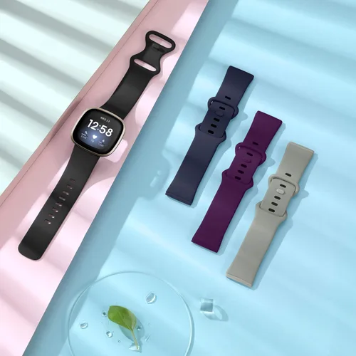 Vista 6 de Getino Compatible con correas Fitbit Sense, Fitbit Versa 3, bandas para mujeres y hombres, accesorios de silicona deportiva de repuesto suave e