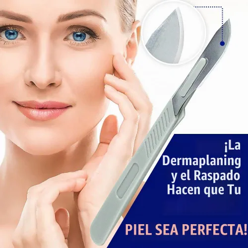 Vista 5 de MedHelp Escalpelos Desechables 10 - Herramienta de Dermaplaning Escalpelos 10 con Mango de Plástico, Hojas de Dermablade de Acero de Alto Carbono