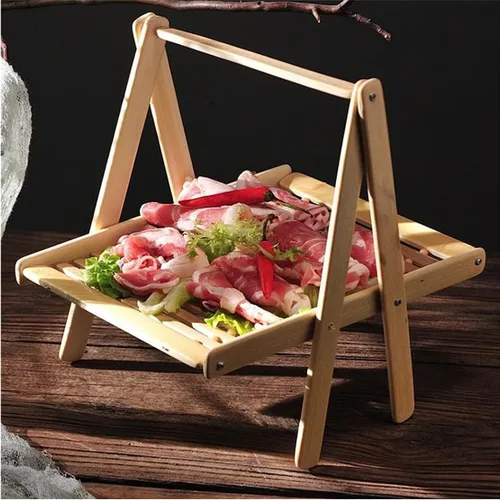 Vista 4 de Zzooi Creative Bamboo Frame Sushi Sashimi - Plato colgante de bambú para sushi sashimi