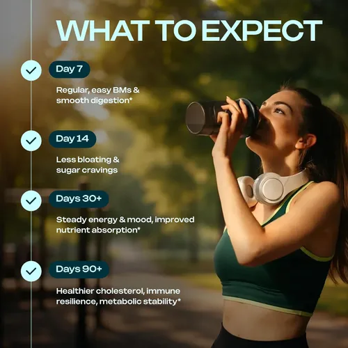 Vista 6 de Suplemento de fibra prebiótica para mujeres y hombres – 6g de polvo de fibra prebiótica – Mezcla diaria para la salud intestinal, hinchazón