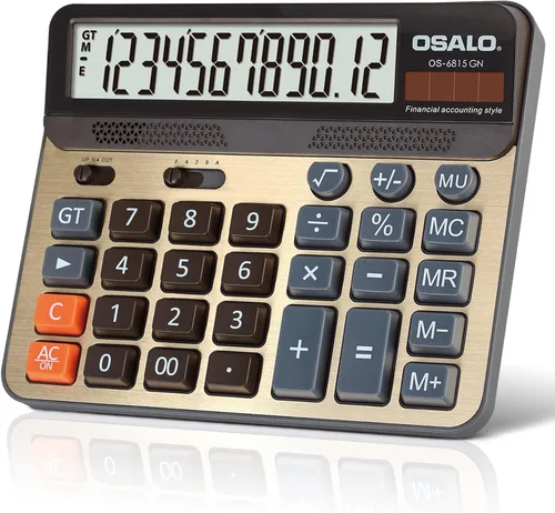 Vista 10 de Calculadora de escritorio, pantalla LCD extra grande, botón de computadora, calculadora de contabilidad de 12 dígitos (OS-2135 Pro-2Pcs)