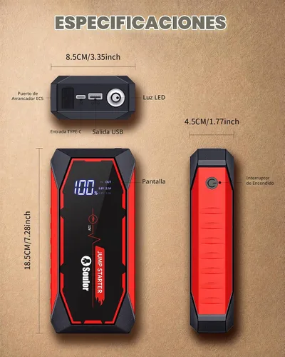 Vista 8 de Jump Starter 7000A Paquete de baterías de arranque de coche 7000A con bolsa de almacenamiento