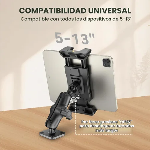 Vista 4 de OHLPRO Soporte de aluminio para tablet de 4 pulgadas para camión, base de taladro resistente, compatible con iPad Samsung Tab de 5 a 13 pulgadas