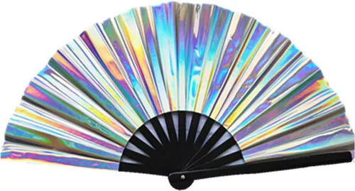 Vista 17 de Abanico plegable grande para rave, ventilador chino de Kung Fu Tai Chi para hombres y mujeres, festivales de boda, decoración de fiesta de Negro