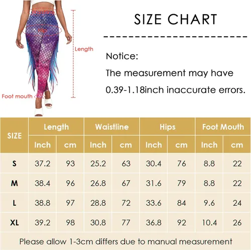 Vista 3 de AIEOE Leggings de sirena para mujer, pantalones de cola alta para adultos, para yoga, entrenamiento, escalas de Halloween, mallas de disfraces