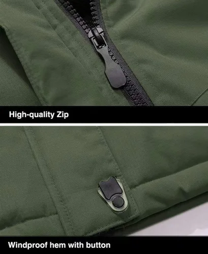 Vista 7 de MAGCOMSEN - Chaqueta de invierno para hombre, impermeable, abrigada, con forro polar y múltiples bolsillos