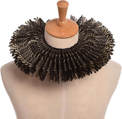 Vista 2 de BLESSUME Collar con volantes y cuello isabelino renacentista, regalo de cosplay