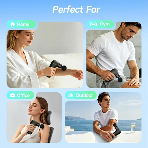 Vista 7 de HEYCHY Super Mini Pistola de Masaje, Masajeador de Percusión para Tejidos Profundos, Pistola de Masaje Deportiva Compacta para Viajes, Pistola