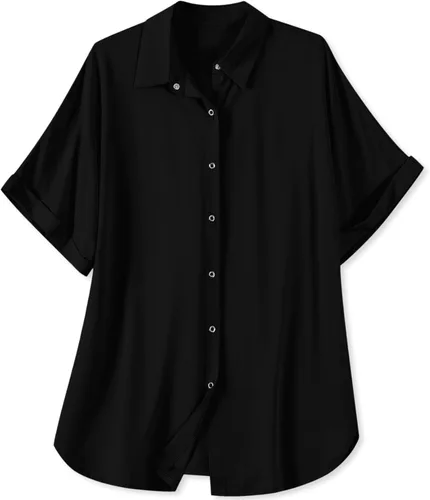 Vista 12 de Blusa suave casual de manga corta con broche frontal para mujer