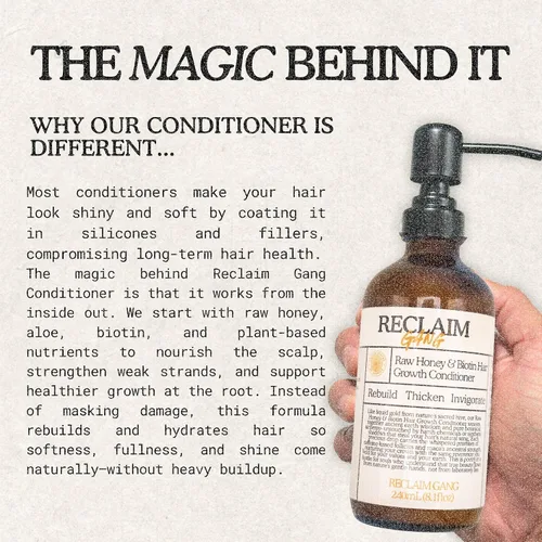 Vista 3 de Acondicionador para el crecimiento del cabello con biotina y cafeína, engrosamiento y fortalecimiento natural, sin sulfato, miel cruda sin sulfato