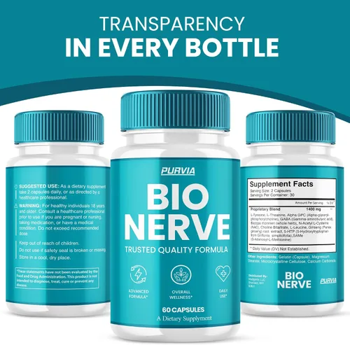 Vista 7 de Paquete de 2 cápsulas Bio Nerve, pastillas de suplemento BioNerve Plus Cápsulas de fórmula de bienestar premium, ingredientes naturales avanzados