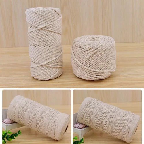 Vista 4 de Hemoton Cordón de hilo de algodón: cuerda de macramé, cuerda de macramé, tapiz de hilo de algodón, cuerda de macramé para colgar plantas