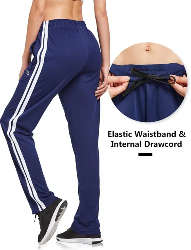 Vista 4 de BALEAF Pantalones deportivos para mujer, pantalones deportivos para correr, bolsillos con cremallera, pantalones deportivos para calentar, casuales