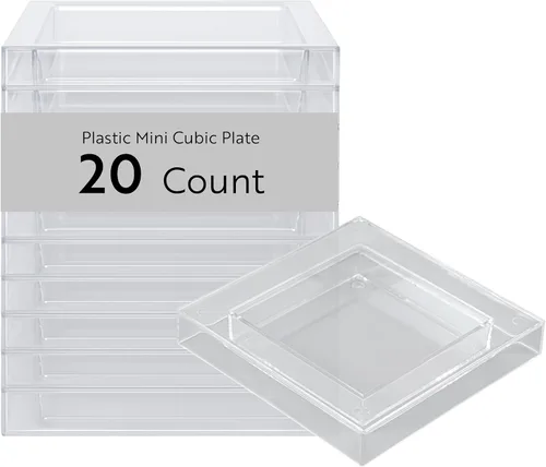 Vista 8 de Restaurantware Platos de postre de 2.5 x 2.5 pulgadas, 20 platos desechables para aperitivos, para alimentos fríos, mini platos de plástico negro
