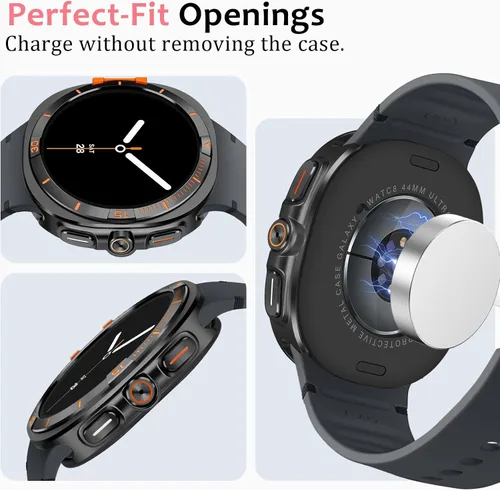 Vista 5 de Amizee Funda de metal compatible con Samsung Galaxy Watch 8 de 1.732 pulgadas con cubierta trasera, funda protectora resistente para Galaxy Watch 8