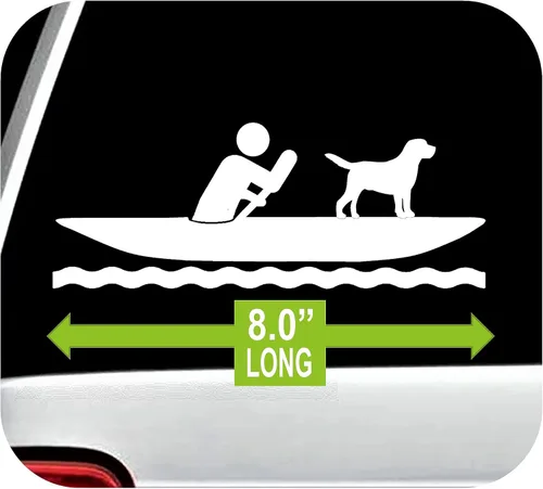 Vista 2 de Pegatina de kayak con perro para ventana de coche BG 690