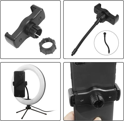 Vista 8 de Koolehaoda - Bandeja de soporte para micrófono con soporte para teléfono y abrazadera de cangrejo, 10.6 x 8 pulgadas Large Microphone Stand Tray