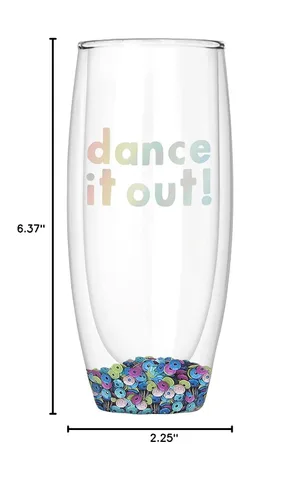Vista 2 de Slant Collections Flauta de champán de doble pared, 8 onzas, Dance It Out