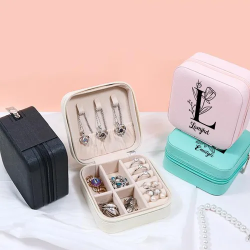 Vista 9 de SLML Joyero personalizado Organizador de joyas personalizado con nombre personalizado para niñas, organizador de joyas de viaje personalizado