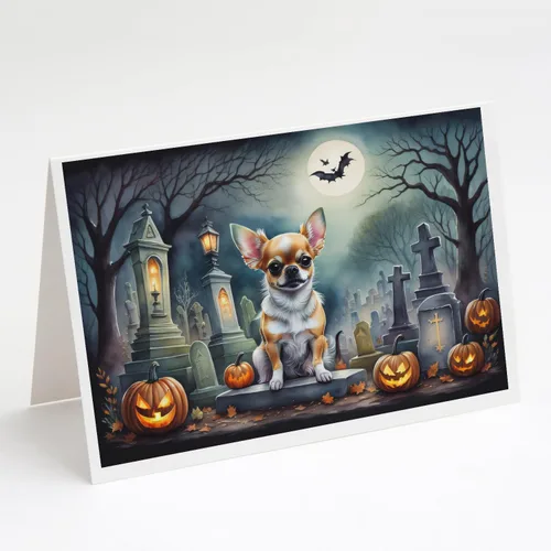 Vista 22 de Caroline's Treasures DAC2042GCA7P Golden Retriever - Tarjetas de felicitación y sobres de Halloween espeluznantes, paquete de 8 tarjetas en blanco