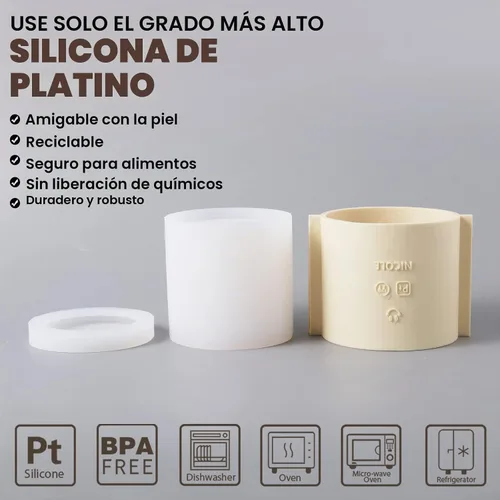 Vista 4 de BOOWAN NICOLE Molde de silicona para tarro de vela clásico, molde de cemento para vasos de vela con tapa para bricolaje (SH0989-1-2 A0183)
