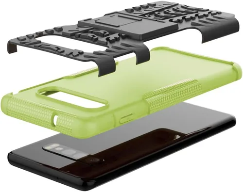 Vista 4 de Asuwish Funda de teléfono para Samsung Galaxy S10 con protector de pantalla de vidrio templado y soporte delgado, híbrida, resistente, funda Verde