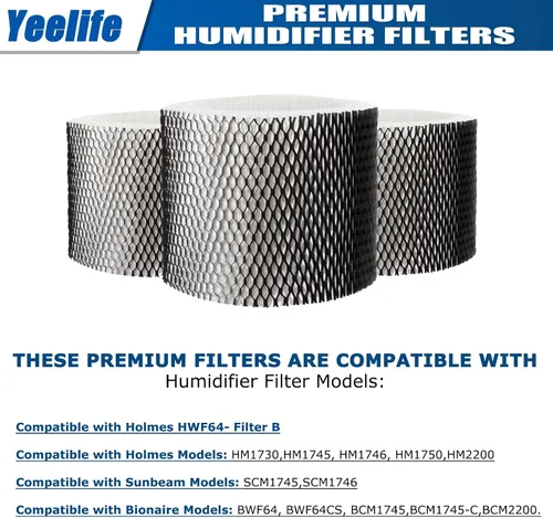 Vista 5 de Paquete de 4 filtros humidificadores HWF64 para filtro humidificador Sunbeam B, SCM1746, compatible con Holmes HM1730, HM1745, HM1746