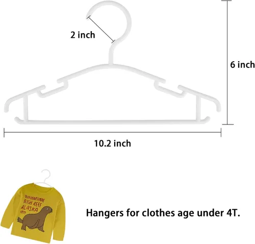 Vista 2 de GoodtoU 80 perchas blancas para ropa de bebé para armario, 10.24 pulgadas, perchas de plástico para niños pequeños para mamá, bebé, niños