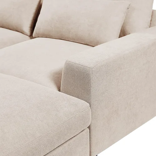 Vista 5 de U Style - Sofá modular grande en forma de L relleno de plumas, sofá convertible con diván reversible para sala de estar (beige)