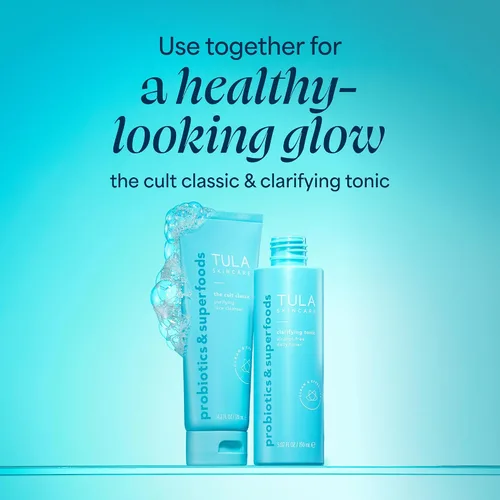Vista 7 de TULA Skin Care - Tónico clarificador diario sin alcohol, tóner facial de viaje para exfoliar y apretar suavemente los poros, contiene hamamelis