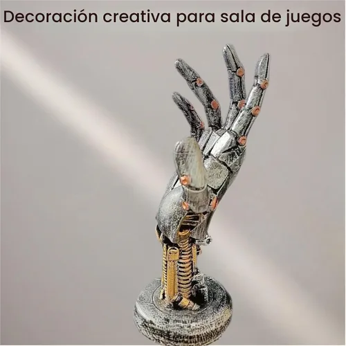 Vista 4 de Cyberpenk - Mano mecánica Silverhand, soporte para control de juegos, estilo punk, steampunk, moderno, decoración del hogar, decoración de sala