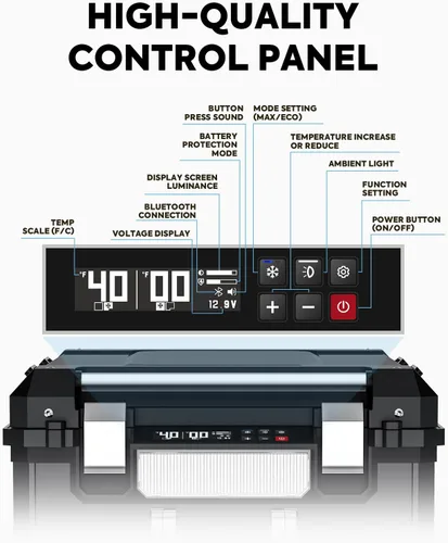 Vista 6 de ICECO APL55 Refrigerador portátil de dos zonas con control Bluetooth, refrigerador de 55 litros de 12v con compresor SECOP, DC 12/24V, CA 110-240V