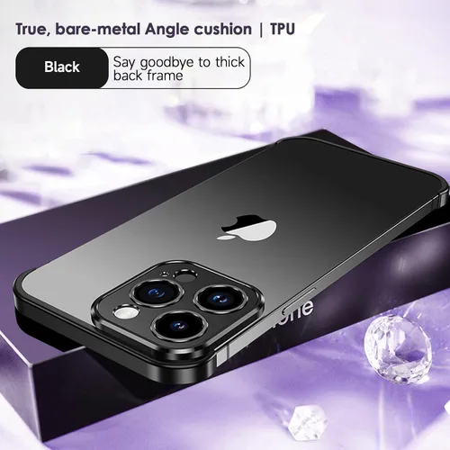 Vista 5 de Losin Compatible con iPhone 13 Funda con Protector de Lente de Cámara, Marco de Aluminio Sin Bordes, Diseño Sin Marcos, Delgada y Ligera, Cubierta