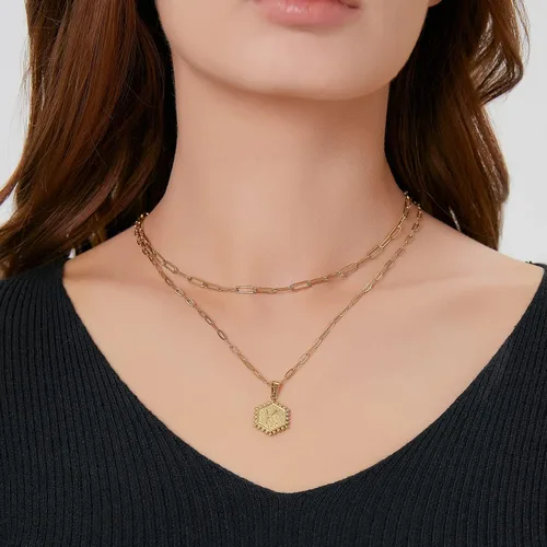 Vista 2 de Gold Layered Necklaces for Women,14K Gold Plated Paperclip Chain Necklace Personalized Letter Pendant Initial Necklaces Gold Jewelry