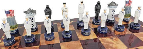Vista 3 de US Military - Juego de ajedrez de 16 piezas para hombre, marines de la Fuerza Aérea de la Armada del Ejército - Junta separ