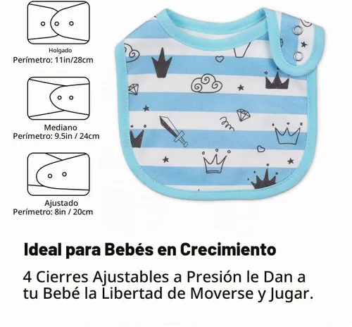 Vista 5 de Maiwa - 6 paquetes de baberos impermeables de algodón para bebés, niñas y niños, con broches para babeo y alimentación Multi0601