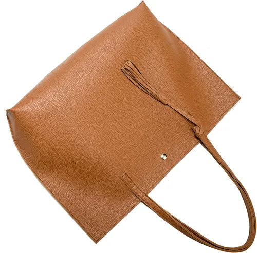 Vista 5 de Bolso con asas para hombro para mujer, de cuero sintético, con borla