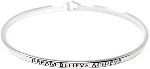 Vista 21 de By you - Brazalete con gancho, pulsera delgada grabada con un mensaje positivo e inspirador